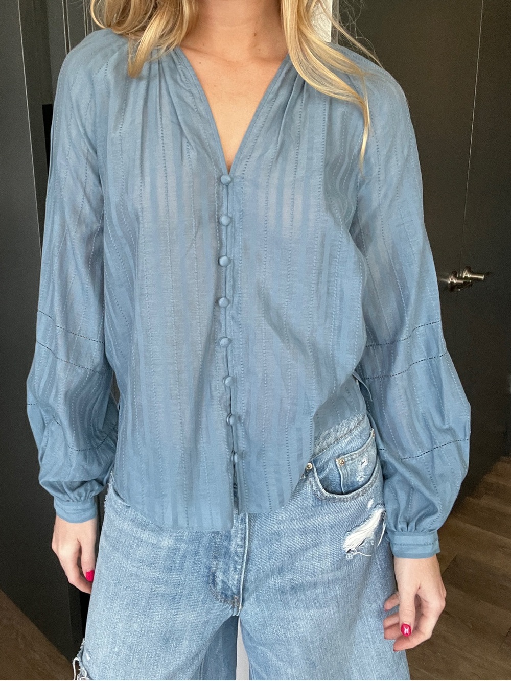 Veronica Beard Ailani Top in Blue River